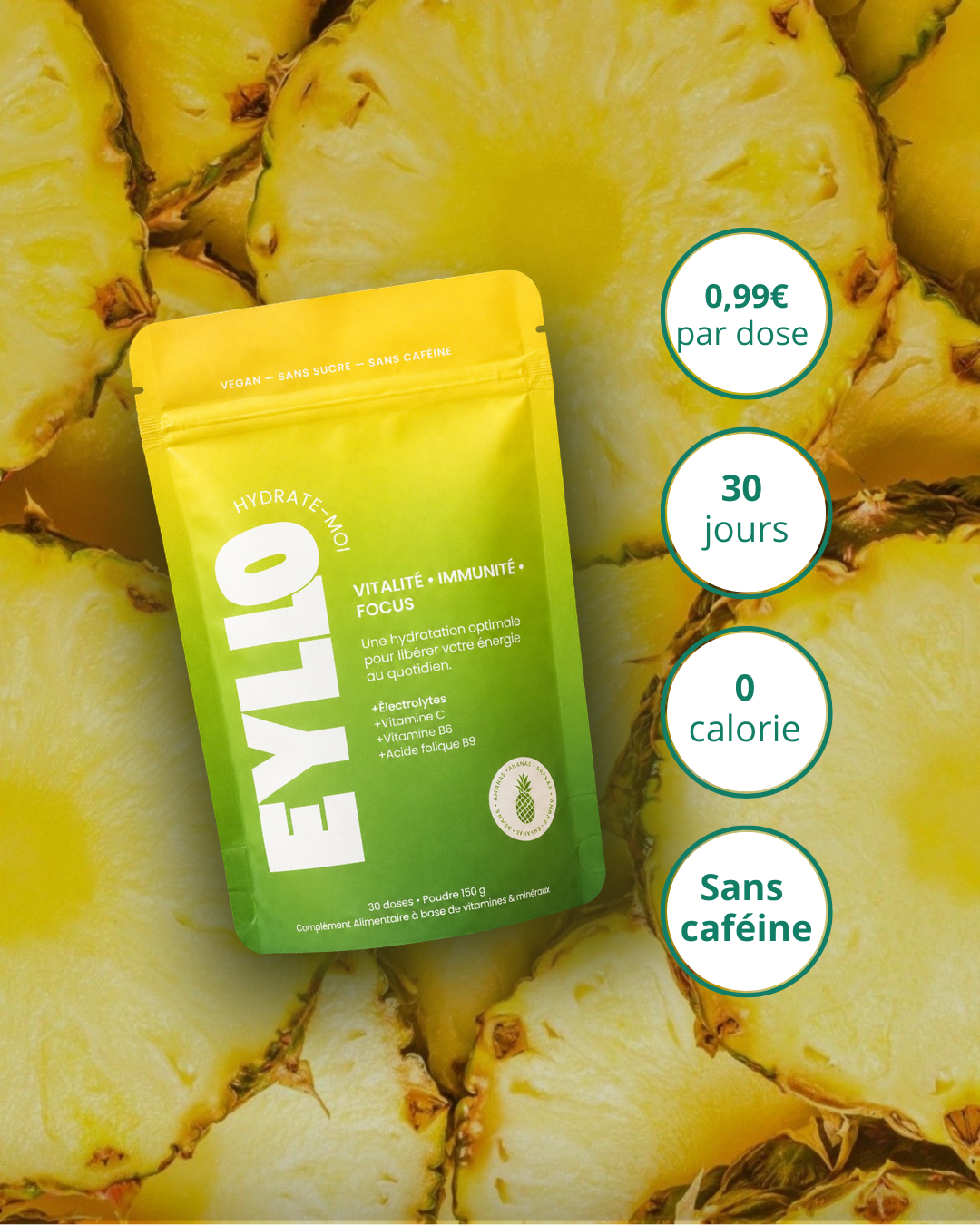 Poudre d'électrolytes - Saveur Ananas