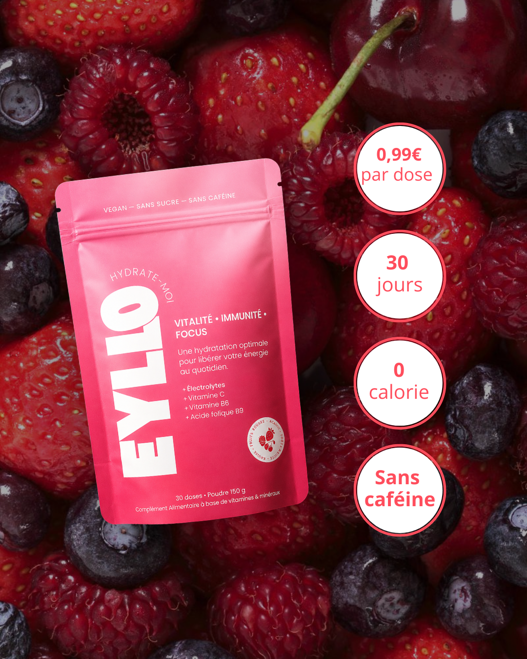 Poudre d'électrolytes - Saveur Fruits Rouges